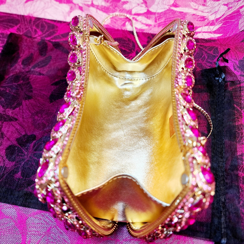 Jewels With A Purpose Pink And Gold Jeweled Clutch. NEW. - Picture 3 of 10